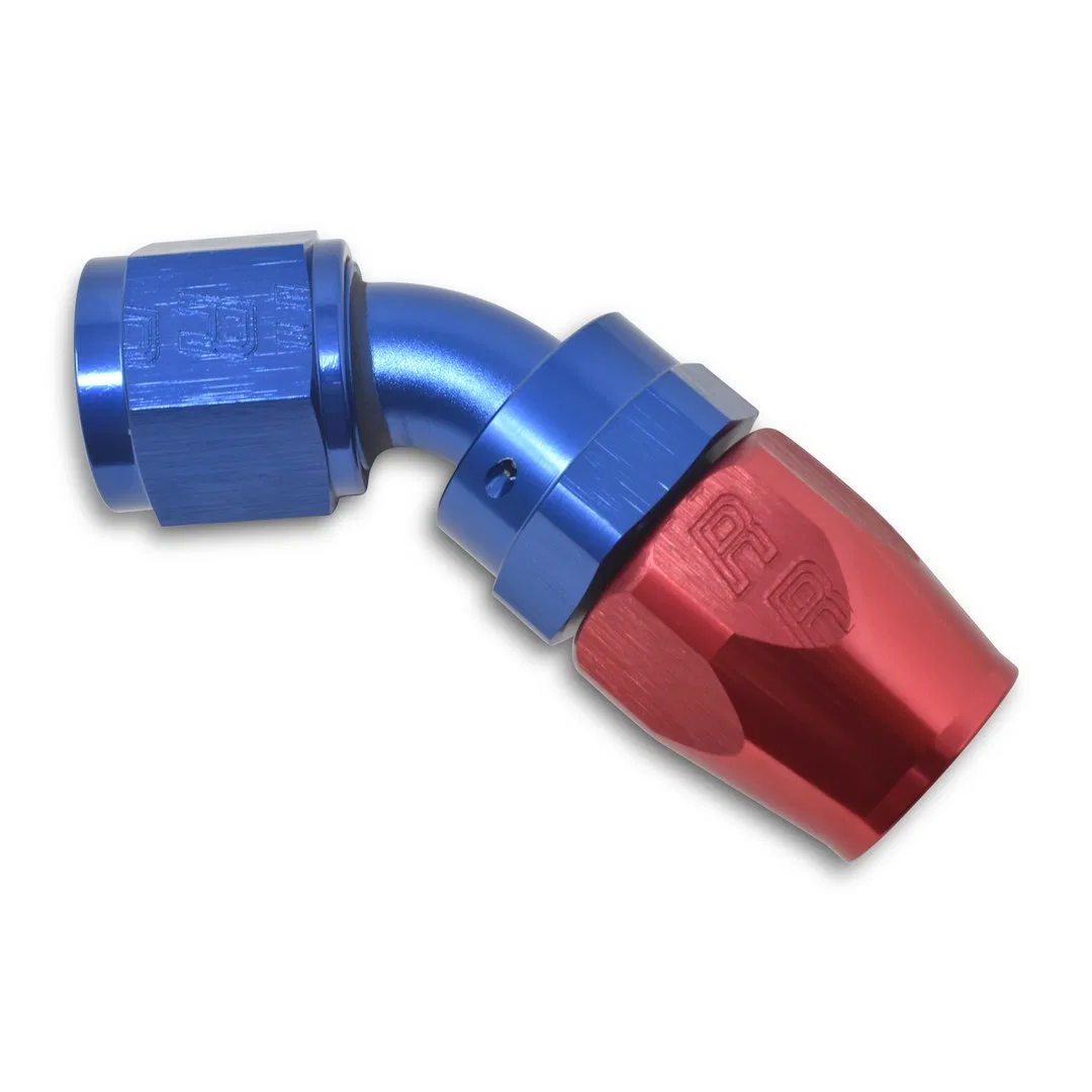 610120 – RUSSELL/EDEL Hose End Fitting, -12 AN Hose -12 AN Outlet 45 Degree Anodized Red/Blue Aluminum Single
